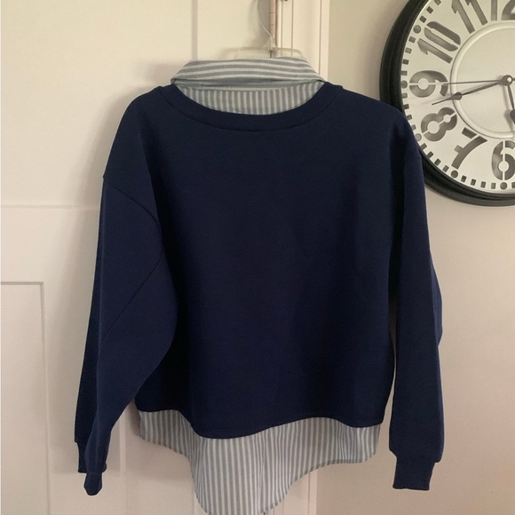 Anthropologie Maeve Layered Oversized Twofer Sweatshirt sm - Picture 3 of 7